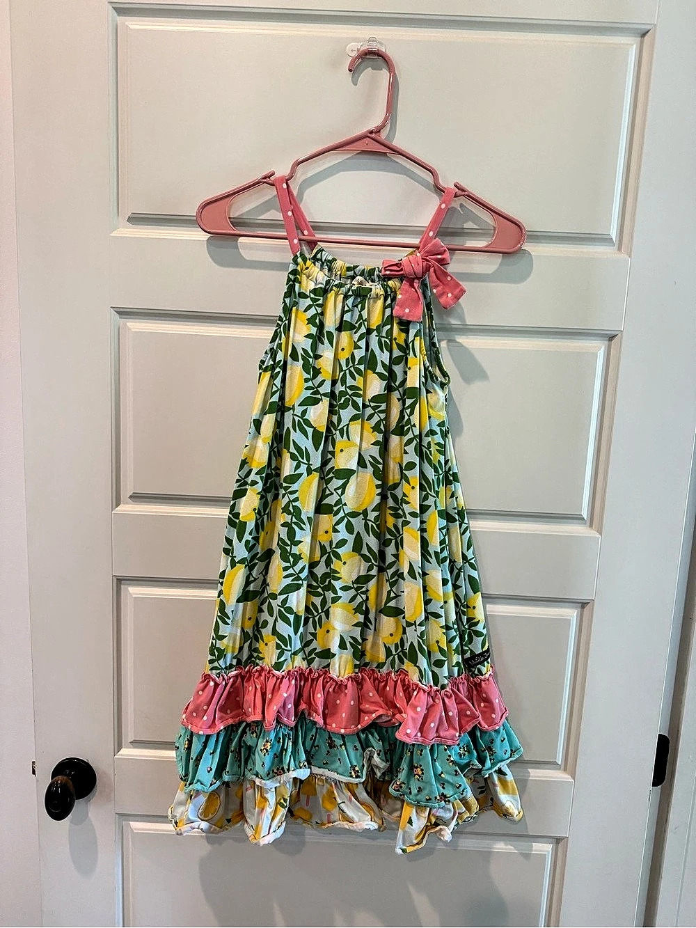 Matilda Jane Girls Floral Ruffle Dress Green & Yellow 2T Like New